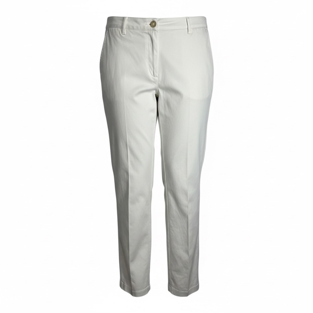 LL Bean Women's 18 Regular Chino Pants White Stretch Cotton Straight Leg Trouser